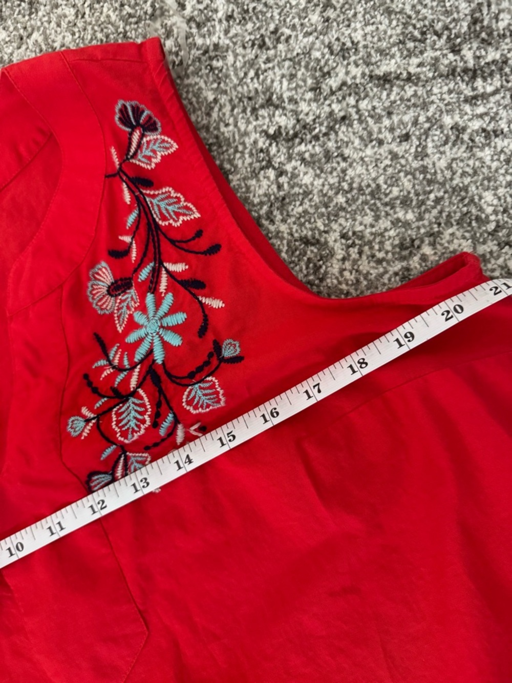 Red Embroidered Sleeveless Cotton Top Size M - Picture 6 of 8